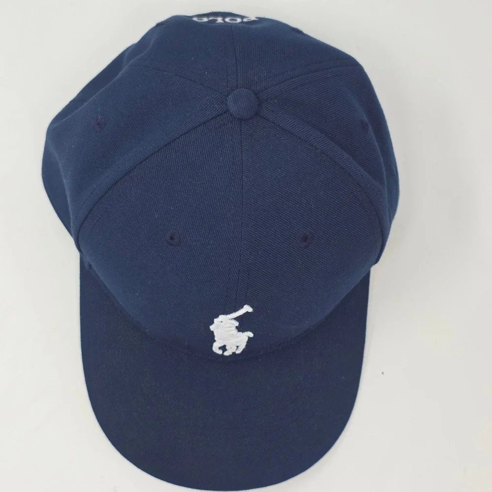 Polo Ralph Lauren Navy Blue Baseball Cap White Embroidered Pony Snapback Hat